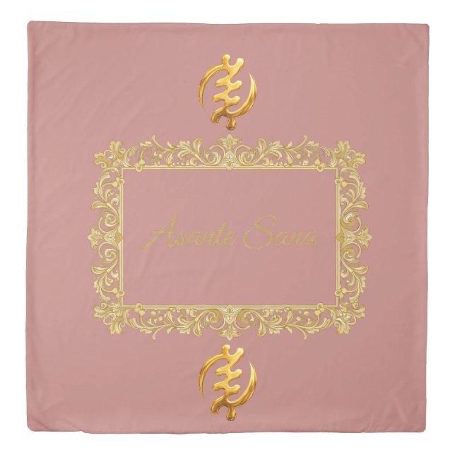 "The Sunset Spectrum" Asante Sana Gold Adinkra Her Duvet Cover (Front)