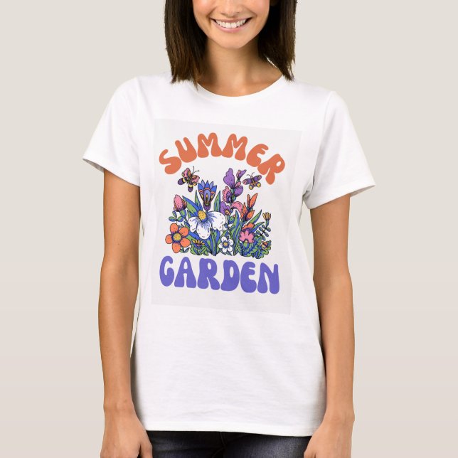 The Sunshine in My Garden - Floral Nature Quote T- T-Shirt (Front)