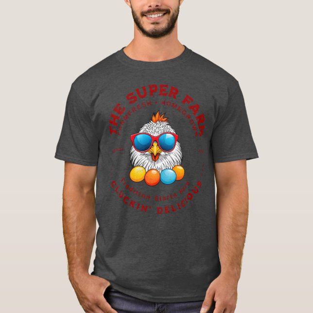 The Super Farm Cool Chicken Farm Fresh Eggs girl T-Shirt (Front)
