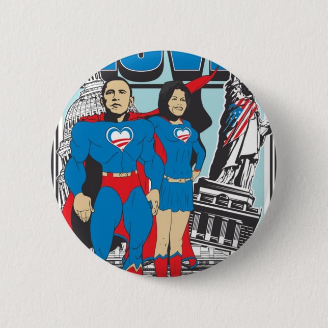 The Super Obamas Pinback Button (Front)