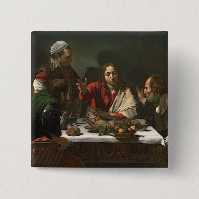 The Supper at Emmaus, 1601 2 Pinback Button (Front)
