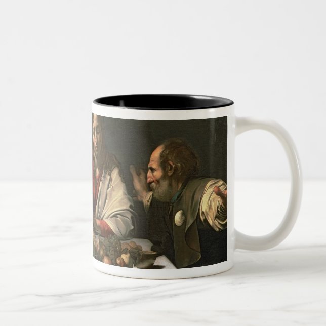 The Supper at Emmaus, 1601 2 Two-Tone Coffee Mug (Right)