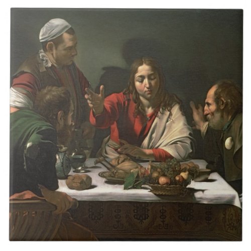 The Supper at Emmaus 1601 oil and tempera Tile