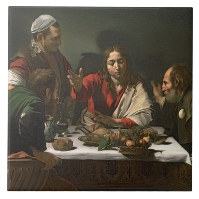 The Supper at Emmaus, 1601 (oil and tempera) Tile (Front)