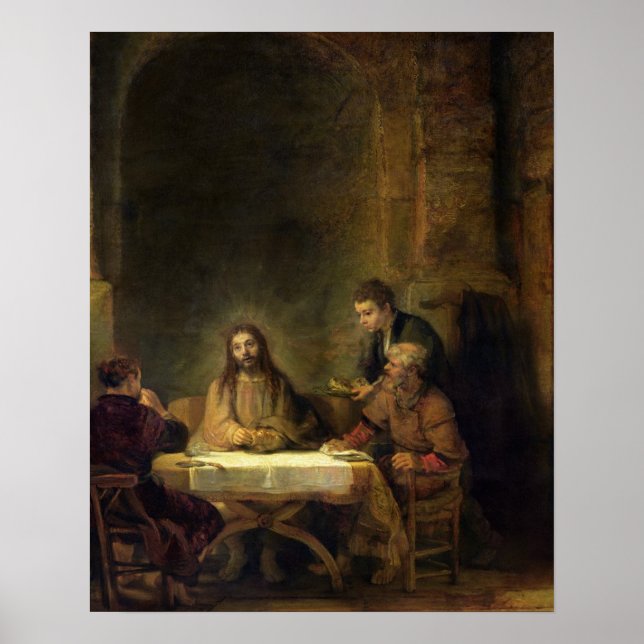 The Supper at Emmaus, 1648 (oil on panel) Poster (Front)