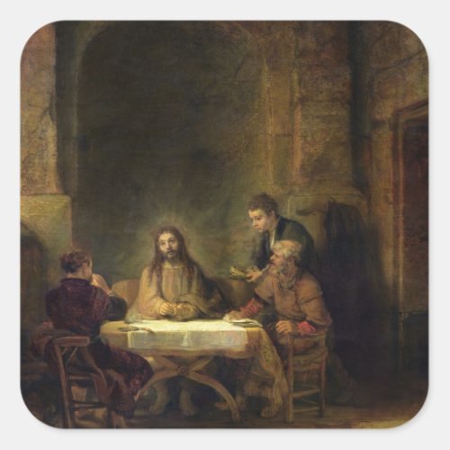 The Supper at Emmaus 1648 oil on panel Square Sticker