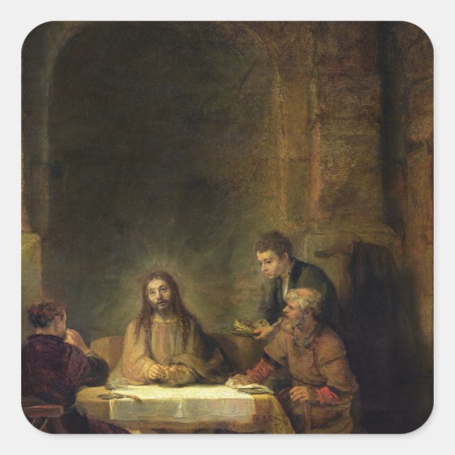 The Supper at Emmaus, 1648 Square Sticker (Front)