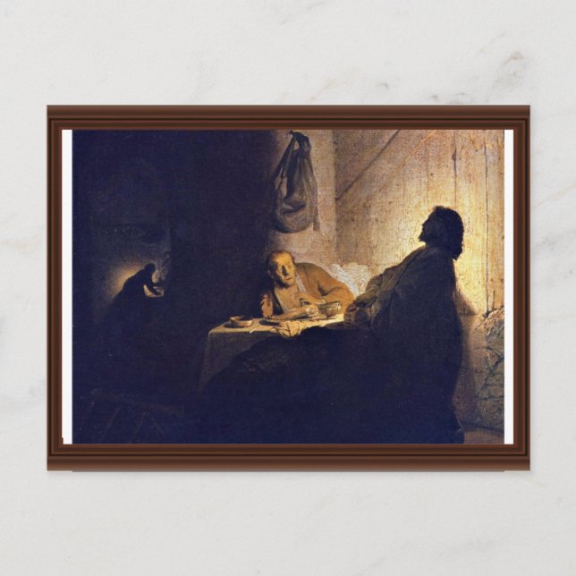 The Supper At Emmaus. By Rembrandt Van Rijn Postcard (Front)
