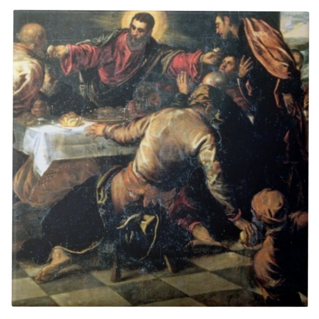 The Supper at Emmaus (oil on canvas) Ceramic Tile (Front)