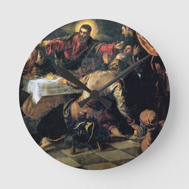 The Supper at Emmaus (oil on canvas) Round Clock (Front)