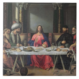 The Supper at Emmaus (oil on panel) Ceramic Tile
