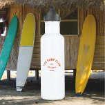 The Surf Club Red Custom Crest Stainless Steel Water Bottle<br><div class="desc">The Surf Club water bottle is perfect for your surf days... red custom swim club crest. Personalize with the details of a surf trip or club... year and destination. Perfect for a club, family or friends surf trip or as a gift for a surfer or as a memento for a...</div>