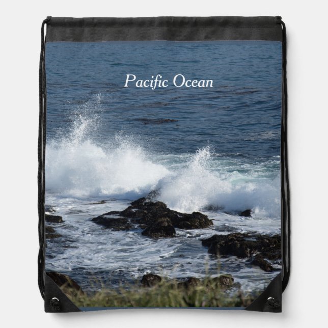 The surf of the Pacific Ocean     Drawstring Bag (Front)