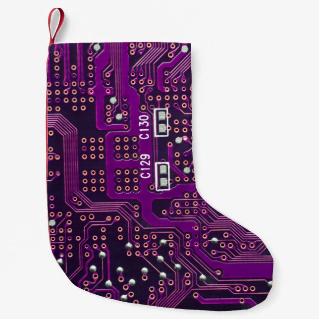 The surface of the digital circuitbackground,abstr small christmas stocking (Front)