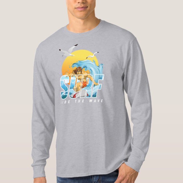 The Surfer Rides the Wave | Men Long Sleeve T-Shirt (Front)