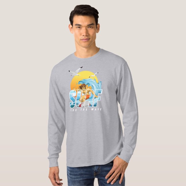 The Surfer Rides the Wave | Men Long Sleeve T-Shirt (Front Full)