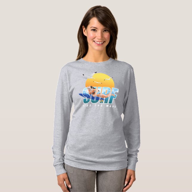 The Surfer Rides the Wave | Women Long Sleeve T-Shirt (Front Full)