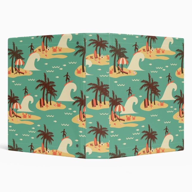The Surfing Cartoon Illustration 3 Ring Binder (Background)