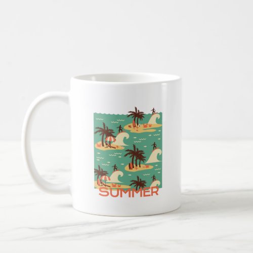 The Surfing Cartoon Illustration  Coffee Mug