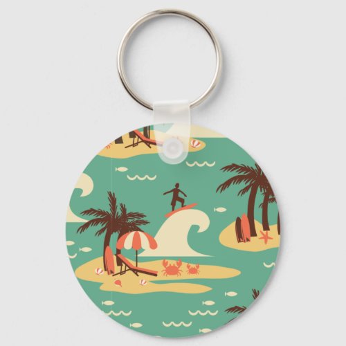 The Surfing Cartoon Illustration Keychain