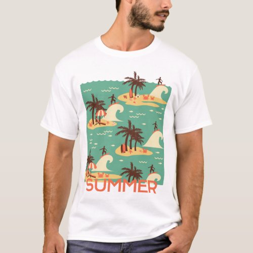 The Surfing Cartoon Illustration  T_Shirt