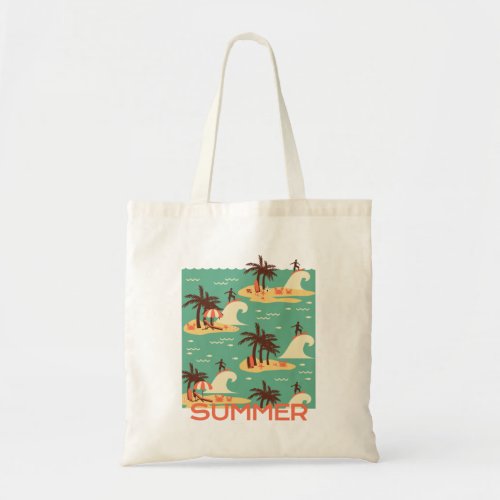 The Surfing Cartoon Illustration Tote Bag