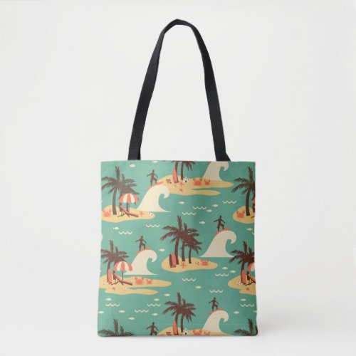 The Surfing Cartoon Illustration Tote Bag