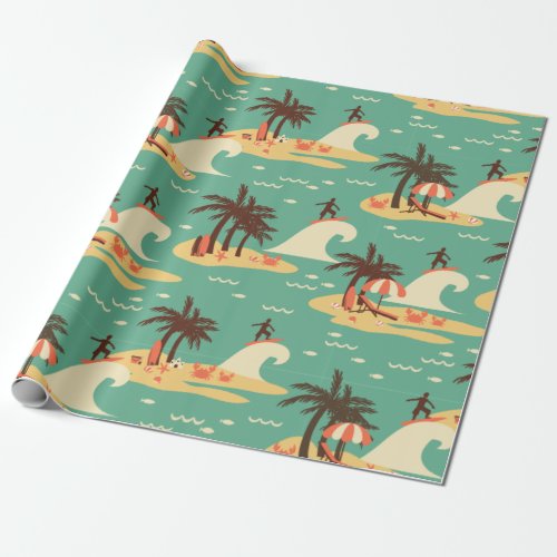 The Surfing Cartoon Illustration Wrapping Paper