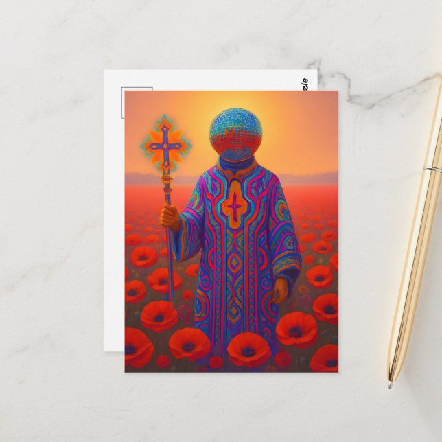 The Surreal Psychedelic Priest Postcard (Front/Back In Situ)