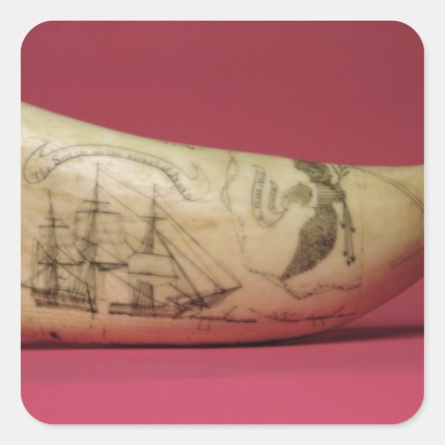 The Susan on the coast of Japan' Scrimshaw Square Sticker (Front)