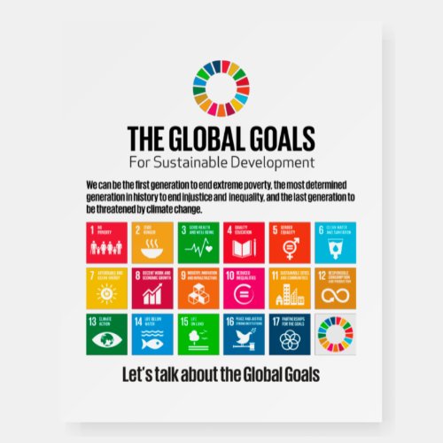 The Sustainable Development Goals 17 UN SDGs 2030 Foam Board