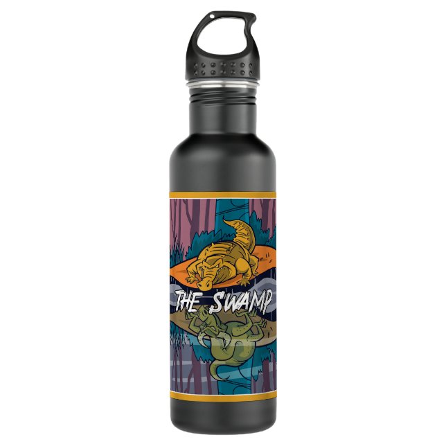 The swamp Alligator  Stainless Steel Water Bottle (Front)