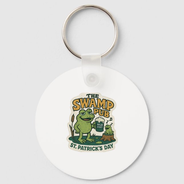The Swamp Pub Frog St.Patrick's Day Keychain (Front)