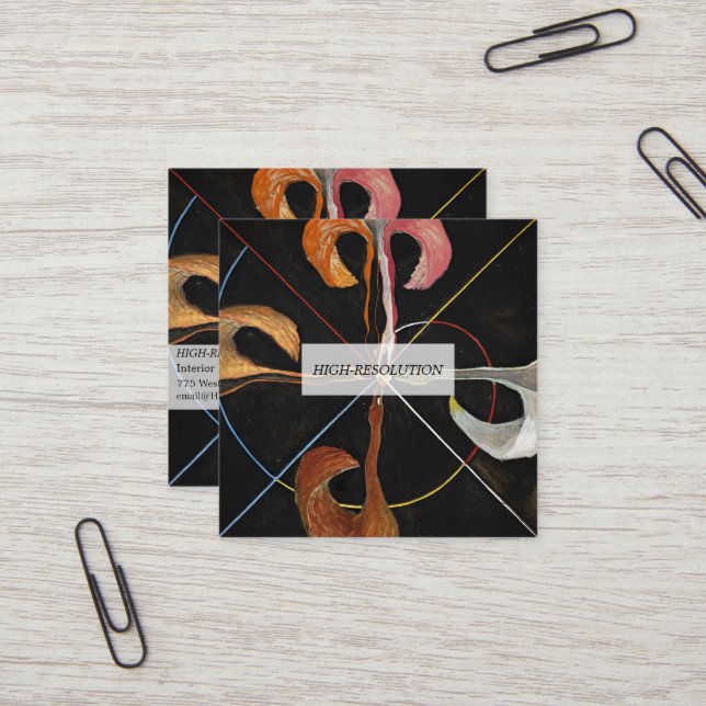 The Swan, Group IX, No.7 by Hilma af Klint Square Business Card (Front/Back In Situ)