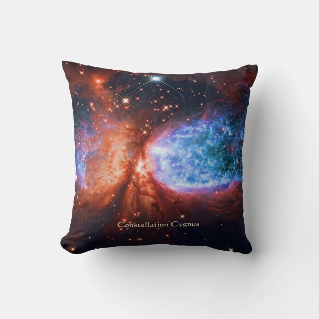The Swan, Star Birth in Constellation Cygnus Throw Pillow (Front)