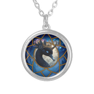 The Swan Who Guards the Moon.   Silver Plated Necklace