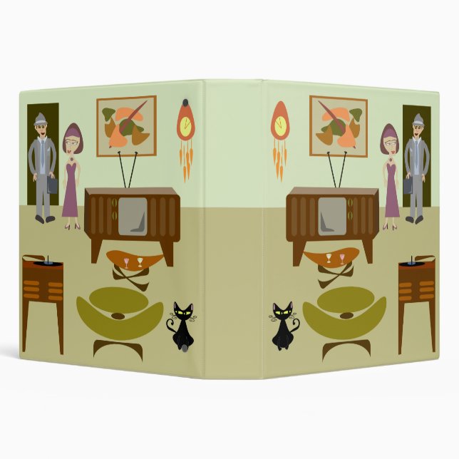 The Swanky Life Fun Retro Home Art Design 3 Ring Binder (Background)