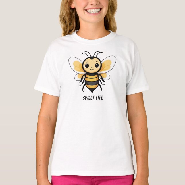 The Sweet Life  Funny Quote of a Buzzing Bee T-Shirt (Front)