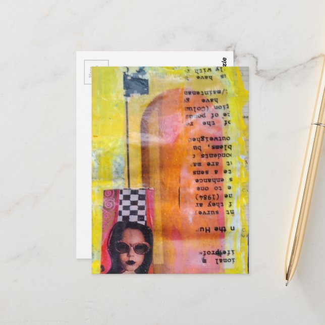 The Sweet Treat Mixed Media Collage Postcard (Front/Back In Situ)