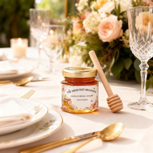 The Sweetest Beginning Romantic Bee Bridal Shower Honey Jar Favors