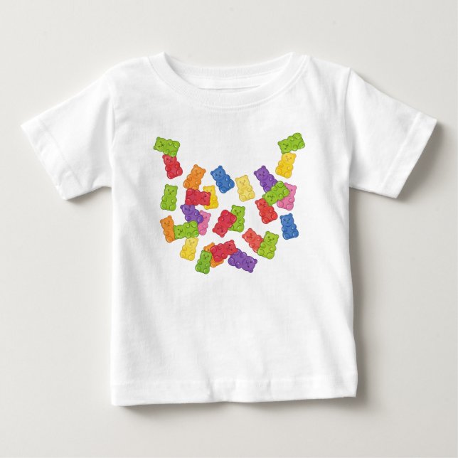 The Sweetest Bib" - Falling Rainbow Gummy Bear Nec Baby T-Shirt (Front)