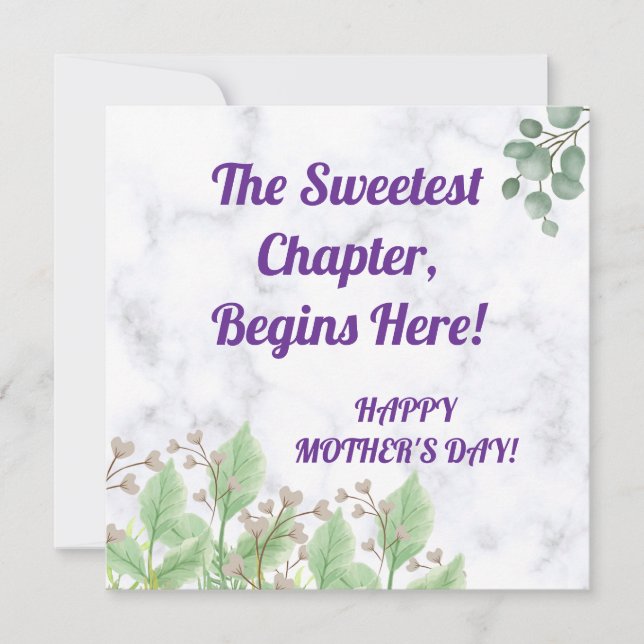 The Sweetest Chapter Begins Here - Mother's Day Card (Front)