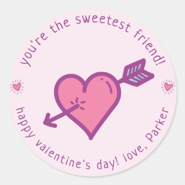 The Sweetest Friend Cute Heart and Arrow Valentine