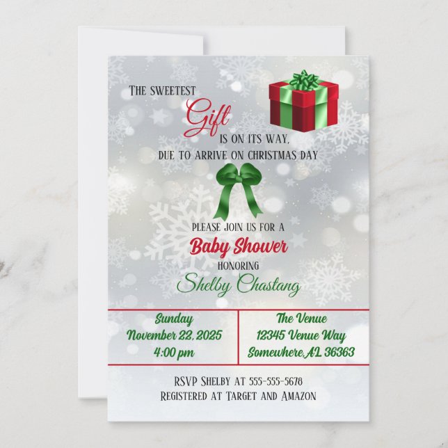 The Sweetest Gift Baby Shower Invitation (Front)