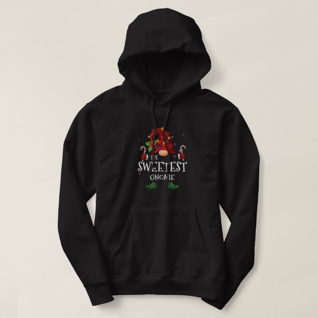 The Sweetest Gnome Buffalo Plaid Christmas Tree Li Hoodie (Design Front)