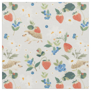 The Sweetest Harvest - Hedgehog Strawberry garden  Fabric