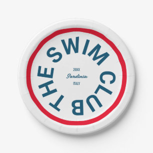The Swim Club Blue Crest Red Stripe Paper Plates