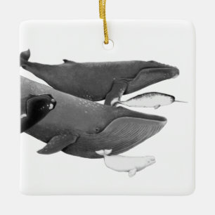 The Swim Of Whales Illustration Art Whale Ceramic Ornament