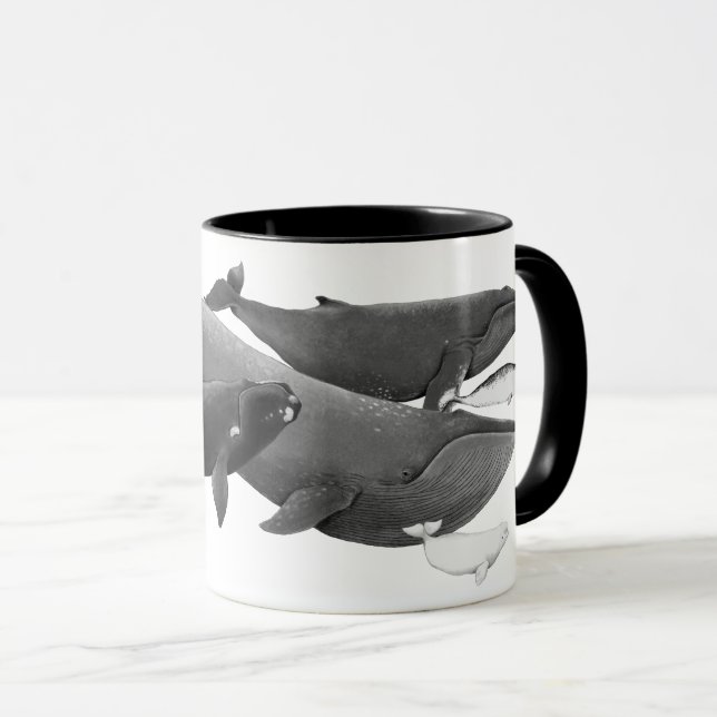 The Swim Of Whales Illustration Art Whale Mug (Front Right)
