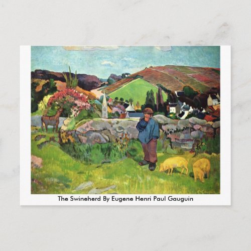 The Swineherd By Eugene Henri Paul Gauguin Postcard